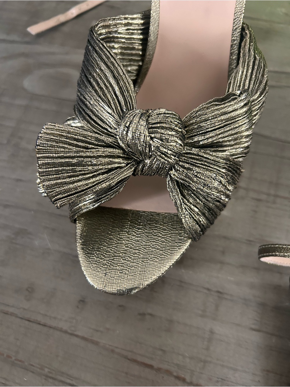 Loeffler Randall Metallic Gold Knot-Front Slingback Heels - Picture 5 of 8